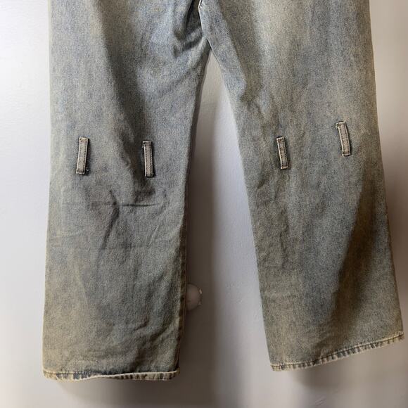 AELFRIC EDEN Men’s Distressed Wide Leg Cargo Jeans Size 30 Streetwear Y2K Retro - Picture 6 of 11
